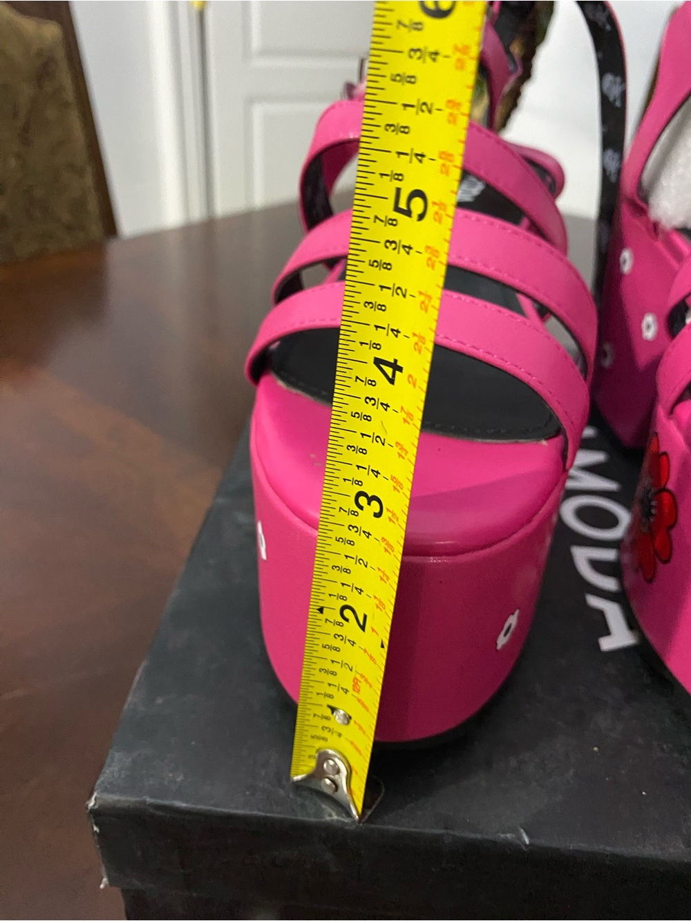 Moda Hot Pink Floral Platform Sandals - Picture 11 of 15